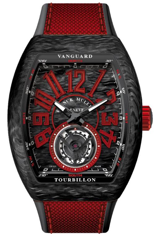 Buy Franck Muller Vanguard Tourbillon Carbon - Red Replica Watch for sale Cheap Price V 45 T CARBON (NR) (CAR. RGE RGE)